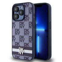 Nugarėlės dėklai DKNY - DKNY PU Leather Checkered Pattern and Stripe Case for iPhone 15 Pro Blue