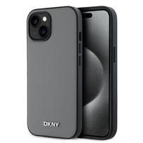 Nugarėlės dėklai DKNY - DKNY PU Leather Silver Metal Logo Magsafe Case for iPhone 13 Grey