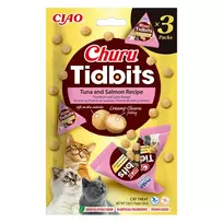 Šlapias skanėstas katėms INABA Cat Churu Tidbits Tuna & Salmon 3×12 g pakelis