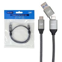 PNI CD600 USB Type-C to Type-C 60W Data & Charging Cable + USB Type-C to USB-A Adapter, 1m Length