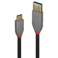 USB Kabelis - LINDY Anthra Line USB 3.2 Type A į C Laidas, M/M, 10Gbps, 2 m, Juodas