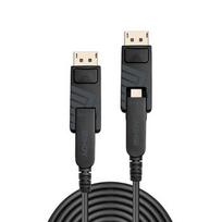 DisplayPort Kabelis - LINDY Šviesolaidinis Hibridinis DisplayPort 1.4 Kabelis, M/M, 40 m, Juodas