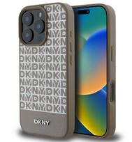 Nugarėlės dėklai DKNY Apple iPhone 16 Pro Max PU Leather Repeat Pattern Bottom Stripe MagSafe Case Brown