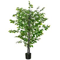 Rinkinys iš 2 dirbtinių augalų Homcom 15x15x135cm., žalios/juodos spalvos