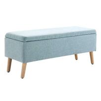 Minkštas suolas su daiktadėže Homcom 110x39x45cm., žalios/šviesiai rudos spalvos