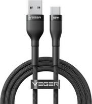 Veger Kabelis USB-A to USB-C PD 11V 6A 66W AC04 1.2m, Juoda