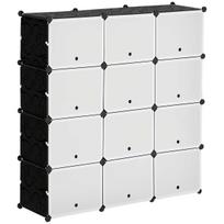 Modulinė batų spinta Homcom 125x32x125cm., juodos/baltos spalvos