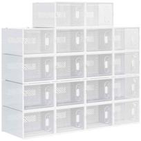 Rinkinys iš 18 modulinių batų dėžių Homcom 28x36x21cm., baltos spalvos