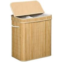Skalbinių krepšys 100L Homcom 54,2x35,2x59,5cm., šviesiai rudos/baltos spalvos