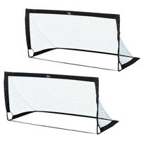 Rinkinys iš 2 futbolo vartų vaikams Homcom 186x89x90cm., juodos spalvos