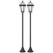 Rinkinys iš 2 sodo šviestuvų su saulės baterija Outsunny 18,5x129cm., juodos spalvos