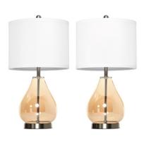 Rinkinys iš 2 stalo lempų Homcom 30x30x56cm., baltos/sidabrinės spalvos