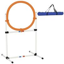 Šunų šokinėjimo ringas PawHut 74,5x66x91cm., baltos/oranžinės spalvos