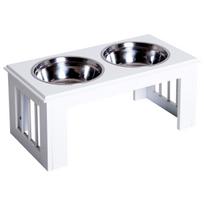 Dubenėliai su stovu PawHut 58,4x30,5x25,4cm., baltos/sidabrinės spalvos