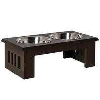 Dubenėliai su stovu PawHut 58,4x30,5x25,4cm., rudos/sidabrinės spalvos