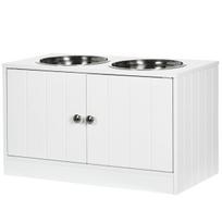 Dubenėliai su stovu PawHut 60x30x35,5cm., baltos/sidabrinės spalvos