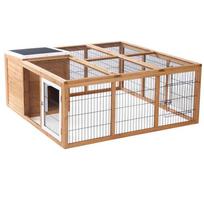 Mažų gyvūnų aptvaras PawHut 123x120x52cm., šviesiai rudos spalvos