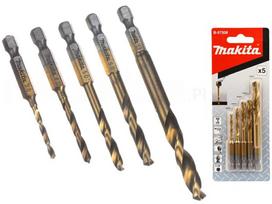 MAKITA HSS-TIN METAL DRILL BIT SET 1/4" HEX /5pcs.