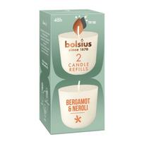 Žvakė, aromatinė Bolsius Clean Light Refill Bergamot & Neroli, 24 h, 2 vnt., balta sp.