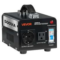 Įtampos keitiklis 500 VA, 110 V į 220 V ir 220 V į 110 V, su JAV ir ES lizdais, grandinės pertraukikliu