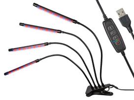 LED apšvietimas // Fito / Augalų auginimo lempos | Infraraudonųjų spindulių šildymo lempos | Baktericidinės UV lempos // 71-302# Lampa stojąca do uprawy roślin z klipsem poczwórna