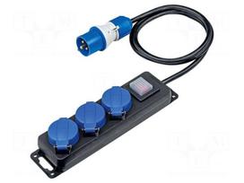 Extension lead | H07RN-F | 3G1.5mm2 | 1.5m | rubber | black | with flap