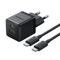 Wall Fast Charger Palm 30W USB + USB-C QC3.0 PD3.0 with USB-C Cable 1m, Black