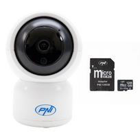 PNI IP390T 1080P video surveillance camera package with PTZ WiFi H264+MicroSD memory card PNI 128GB with SD adapter
