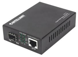 Intellinet Gigabit PoE+ Media Converter, 1 x 1000Base-T RJ45 Port to 1 x SFP Port, PoE+ Injector