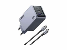 Ugreen Nexode Pro EU 3-Port GaN PD Fast Charger With USB-C Cable Universal Black, Grey AC Fast charging Indoor