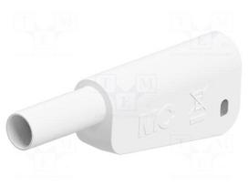 Laboratory connector: 4mm banana | plug | 32A | 1kV | white | soldered