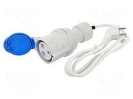 Transition: adapter | male/female | 16A | 230VAC | IEC 60309 | IP20