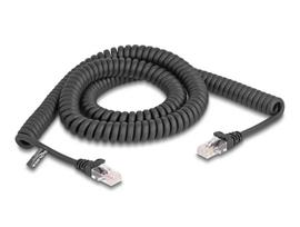 DeLOCK RJ45 Coiled Cable male to male Cat.5e 3 m black