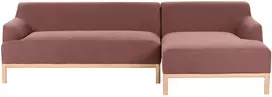 Beliani Trivietė kairinė kampinė sofa SOSJO burgundo spalvos