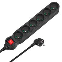 Ilgintuvas Maclean MCE187 su jungikliu, 6 lizdai, 3 m, 2300 W, juodas