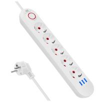 Maclean MCE395 W maitinimo ilgintuvas, 5 lizdai, 3x USB, 1.5 m, baltas