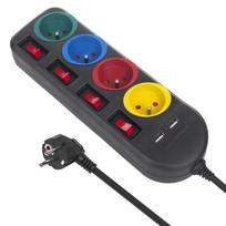 Ilgintuvas Maclean MCE229 B, 4 lizdai, 2x USB, 1.5 m, juodas
