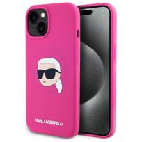 Karl Lagerfeld dėklas iPhone 15 telefonui, fuksijų spalva