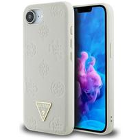 Guess Grained Hot Stamp Peony Triangle Logo MagSafe dėklas iPhone 16e, smėlinis