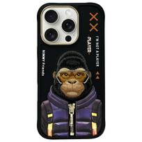 Nimmy Cool&Cute 2.0 Monkey dėklas, skirtas iPhone 16 Pro, juodas