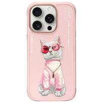 Nimmy Glasses Cool Cat dėklas iPhone 16 Pro telefonui, rožinis