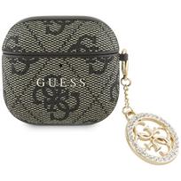 Guess 4G Strass Charm dėklas, skirtas Apple AirPods 4, rudas