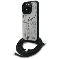 Karl Lagerfeld Crossbody dėklas su virvele iPhone 16 Pro, pilkas