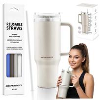 Termopuodelis Berdsen 1180 ml su šiaudelių rinkiniu, kreminis