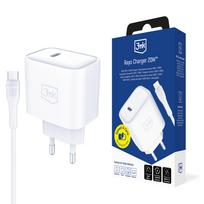 3mk Rayo 20W USB-C PD3.0 tinklo įkroviklis su 60W laidu - Baltas