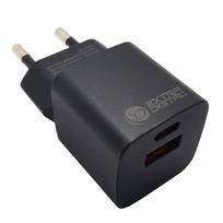 Extra Digital 30W GaN įkroviklis, USB-C ir USB-A, Juodas
