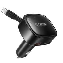 Orico FC-66-1A2C 66W automobilinis įkroviklis su ištraukiamu USB-C laidu, juodas