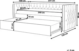 Beliani Išskleidžiama lova veliūrinė GASSIN 90 x 200 cm pilka