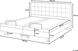 Beliani Reguliuojama lova DUKE 160 x 200 cm tamsiai pilka