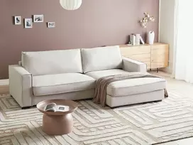 Sofa Beliani Kairinis kampas RENDERS šviesiai smėlio spalvos